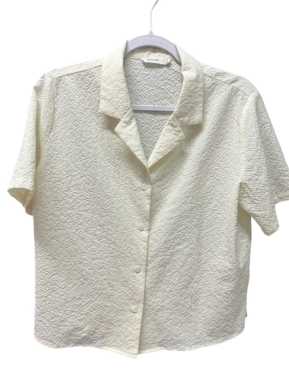 NWOT Mod Ref Cream Textured Matching Set Button Down Top (S & M) & Shorts Size S